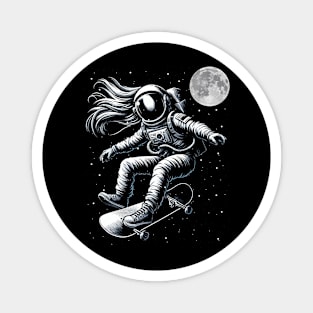 Astronaut Skater Skate Board Skateboarding on Moon Magnet